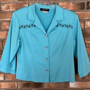Christina Hope Turquoise Blazer Jacket Button Front Size 10